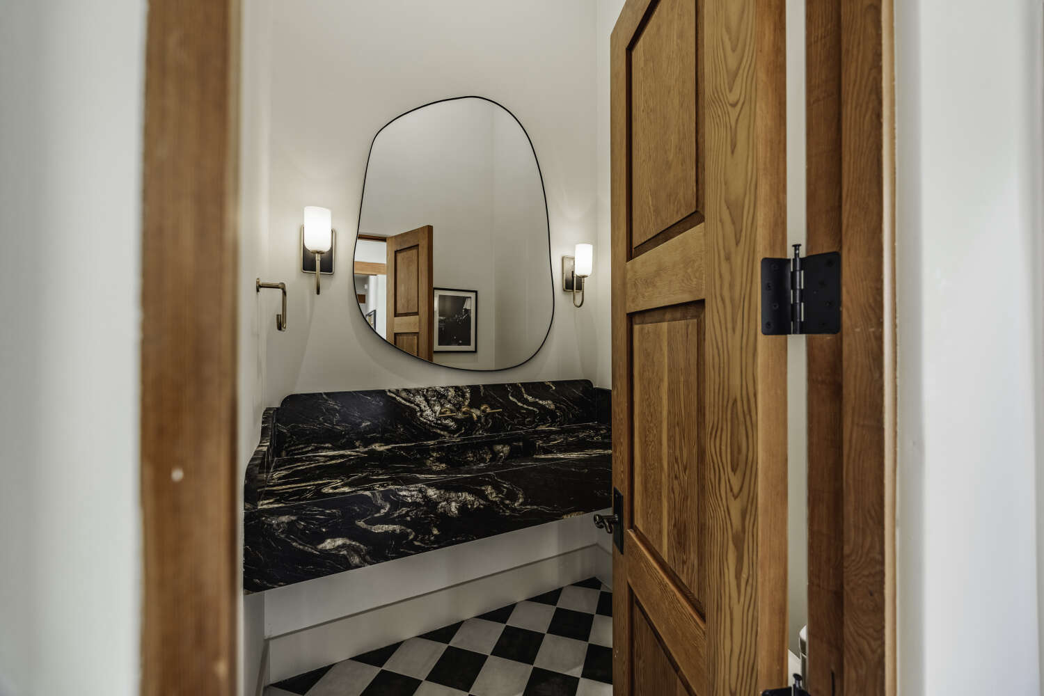 Powder room through doorway