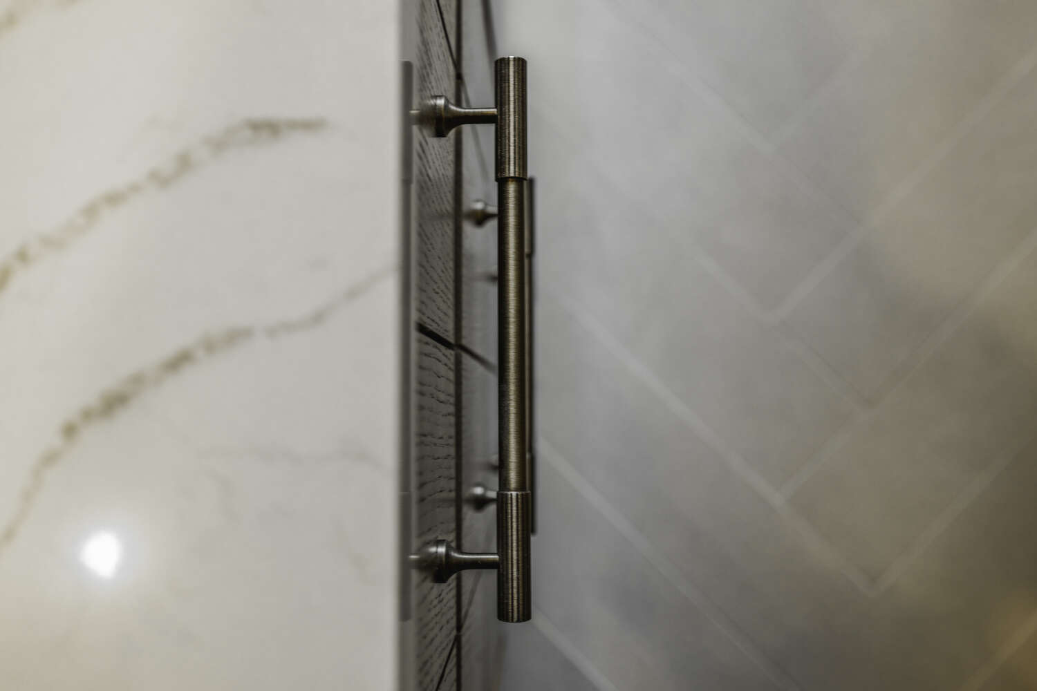 Hardware and countertop macro detail